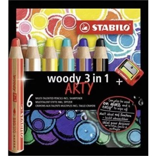 Kredki Stabilo Woody Arty 3in1 (+temperówka) 6 kolorów