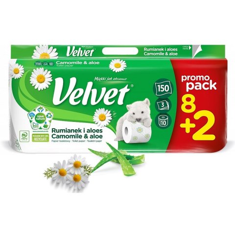 Papier toaletowy Velvet Rumianek i aloes (8+2)