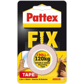 Taśma dwustronna Pattex Fix 19mm/1.5m 120kg