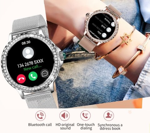 Smartwatch Damski Rubicon RNCF19-1 Różowe Złoto  Bransoleta + Pasek