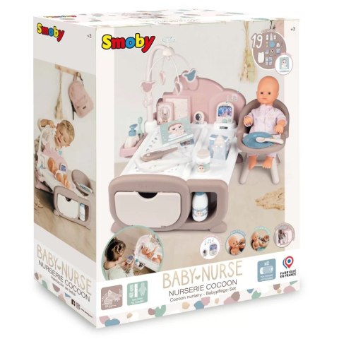 SMOBY Baby Nurse Elektroniczny Duży Kącik Opiekunki dla Lalki 19 akcesoriów