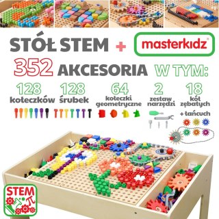 MASTERKIDZ Drewniany Stół Edukacyjny + AKCESORIA STEM WALL