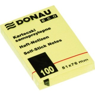 BLOCZEK DONAU ECO 51 X 76 MM ŻÓŁTY ECO 100 KARTEK SAMOPRZYLEPNY