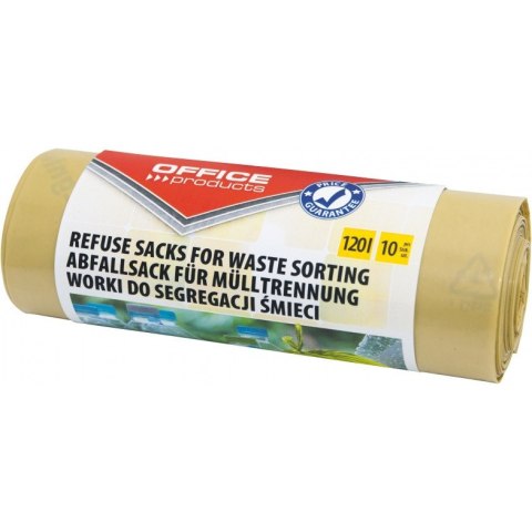 Worki na śmieci Office Products 120L LDPE żółte (10)