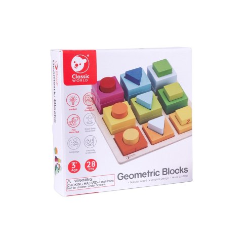 CLASSIC WORLD Układanka Nauka Kształtów i Liczenia 5w1 Domino Sorter MONTESSORI 28 el.