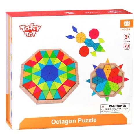 TOOKY TOY Puzzle Ośmiokątne Drewniana Mozaika Edukacyjna (73el.)