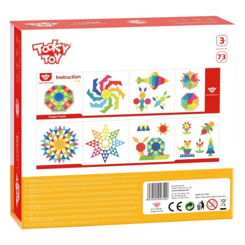 TOOKY TOY Puzzle Ośmiokątne Drewniana Mozaika Edukacyjna (73el.)