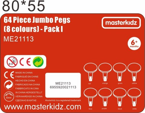 MASTERKIDZ Kolorowe Kołeczki Jumbo do Tablicy STEM 64 Szt. - 8 Kolorów