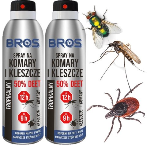 BROS - spray na komary i kleszcze 50% DEET 90ml - 2 szt.