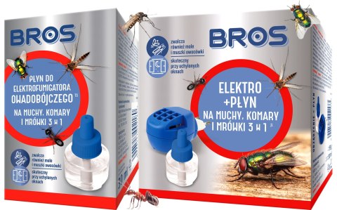 Zestaw BROS - elektro + 2x płyn na muchy, komary i mrówki 20 dni x 24 h