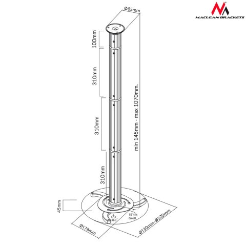 MC-517 S 23760 Uchwyt do projektora 80-980mm 10kg