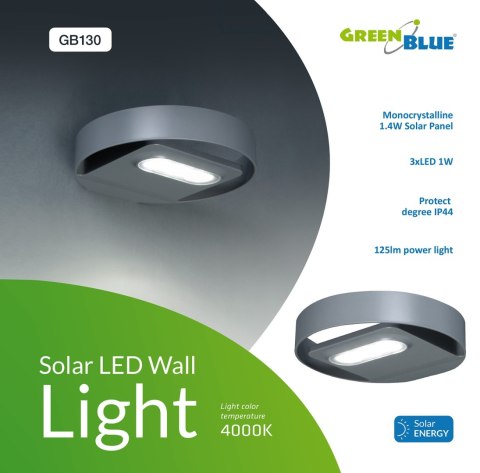 GB130 46761 Solarna lampa ścienna okrągła led 3W