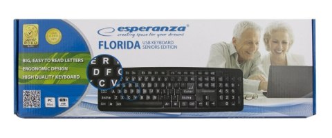 EK129 Klawiatura przewodowa standardowa z dużym nadrukiem USB Florida