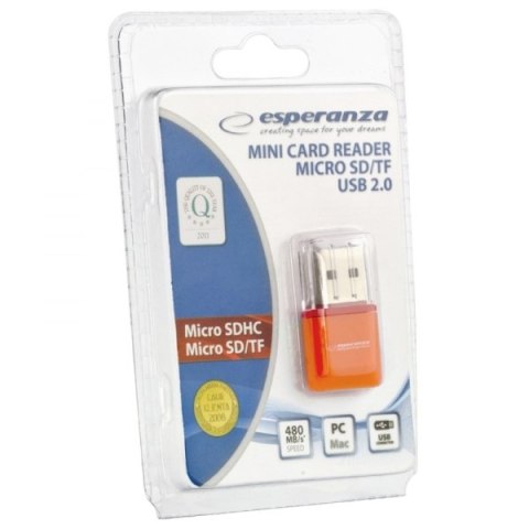 EA134O Czytnik kart micro SD USB pomarańczowy Esperanza