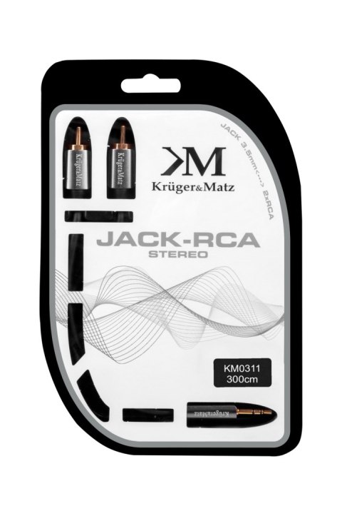 Kabel wtyk jack 3.5 - 2RCA stereo 3.0m Kruger&Matz